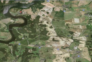 Satelitní mapa s polohou Zvírotic (zdroj Google Maps)